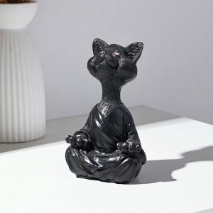 Фигурка полистоун «Кошка йог», чёрная, 11x23x6 см