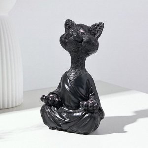Фигурка полистоун «Кошка йог», чёрная, 11x23x6 см