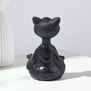 Фигурка полистоун «Кошка йог», чёрная, 11x23x6 см