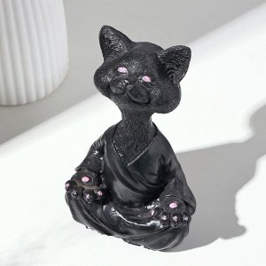 Фигурка полистоун «Кошка йог», чёрная, 11x23x6 см