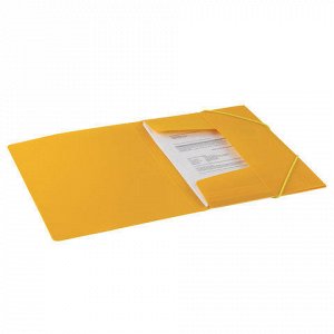 Папка на резинках BRAUBERG Contract, желтая, до 300 листов,