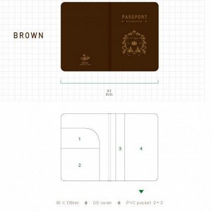 Обложка на паспорт, 4 карм. внутри. Цвет коричневый 9046343