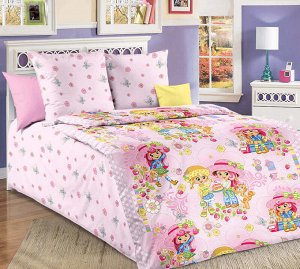 Комплект постельного белья 1,5-спальный, бязь "Люкс", детская расцветка (Девчата)