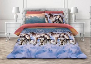 Комплект постельного белья 1,5-спальный, бязь  ГОСТ (Волки 3 D)
