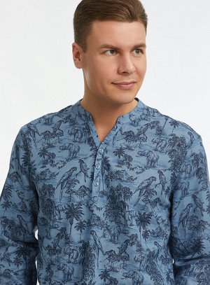 Рубашка из смесового льна с длинным рукавом