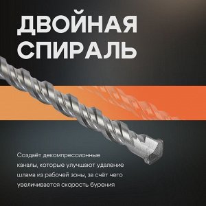 Бур по бетону ТУНДРА, двойная спираль, SDS-plus, 4 х 110 мм