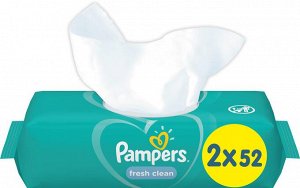 PAMPERS Детские влажные салфетки Fresh Clean Duo 2x52\64
