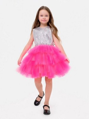 Платье детское с пайетками KAFTAN 32 (110-116 см), ярко-розовый
