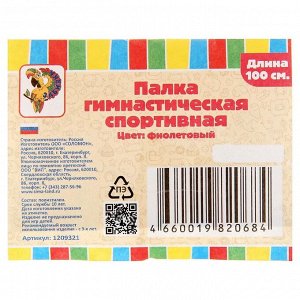 Палка гимнастическая 100 см, фиолетовая