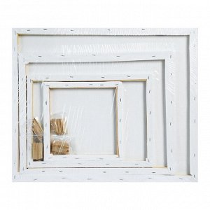 Набор холстов на подрамнике, 4 штуки, хлопок 100%, размер (25x25, 30x40, 40x50, 50x60 см), акриловый грунт, мелкозернистый, 280 г/м²
