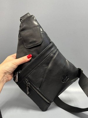 Сумка мужская черная кожаная