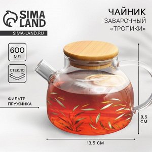 Чайник заварочный с бамбуковой крышкой «Тропики», 600 мл