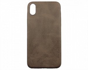 Чехол iPhone XS Max Матовая кожа (коричневый)