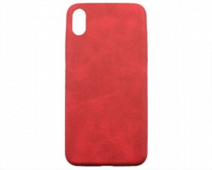 Чехол iPhone XS Max Матовая кожа (красный)