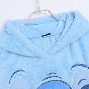 Толстовка флисовая теплая с капюшоном и яркой вышивкой,  голубой