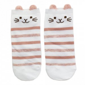 Короткие носки Котик в Розовую Полоску