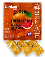 Леденцы освежающие (Фростиксы) без сахара Ginkee Fresh Fruit со вкусом грейпфрута 30шт, 50г,1/32