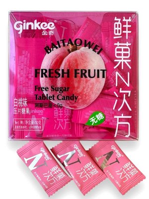 Леденцы освежающие (Фростиксы) без сахара Ginkee Fresh Fruit со вкусом персика 30шт, 50г,1/32