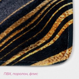 Коврик для ванной и туалета Доляна «Камень», 44x120 см, чёрный