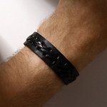 Браслет кожа «Минимал» коса, чёрный, 22 см