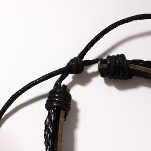 Браслет кожа «Стиль» сердце, чёрно-красный, d=7 см