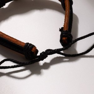 Браслет кожа «Новый день» инь-ян, чёрно-коричневый, 6 см