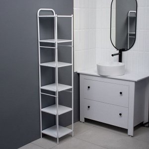 Стеллаж напольный шестиярусный, 29x29x158,5 см, цвет белый