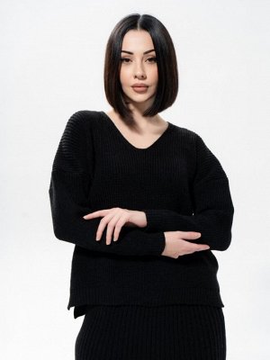 Костюм вязаный (джемпер+юбка) черный/46-50
