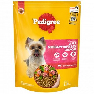 Сухой корм Pedigree для собак мини пород, говядина, 1,2 кг