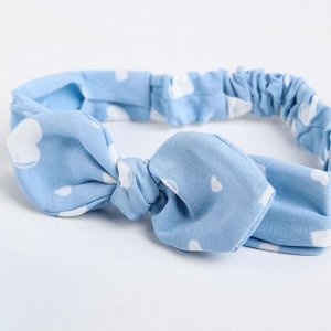 Повязка на голову для мамы и дочки M&B «Family look: сердечки» 2 шт., голубой