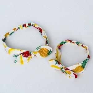Повязка на голову для мамы и дочки M&B «Family look: тропики» 2 шт., белый