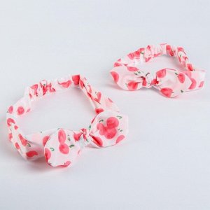 Повязка на голову для мамы и дочки M&B «Family look: ягодки», 2 шт., розовый