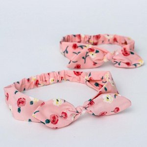 Повязка на голову для мамы и дочки M&B «Family look: цветы» 2 шт., розовый