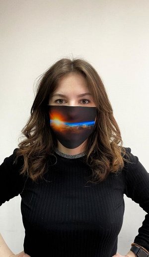 Маска защитная из неопрена с принтом (S-M) (принт №15)
