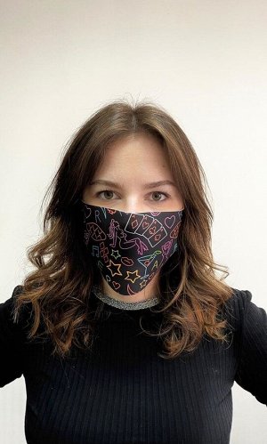 Маска защитная из неопрена с принтом (S-M) (принт №18)