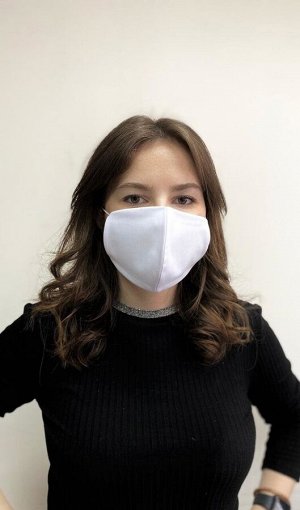 Маска защитная трикотажная двухслойная на резинке (M-L) (белый)