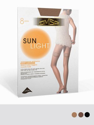 Чулки Sun Light 8 Aut (Omsa)  тончайшие эластичные чулки с кружевной каймой на силиконовой основе