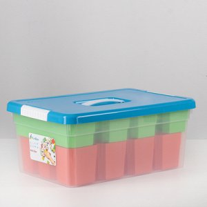 Контейнер для xранения с крышкой FunBox Kid's Box, 10 л, 37?25?16 см, 12 вставок, 2 лотка, цвет МИКС