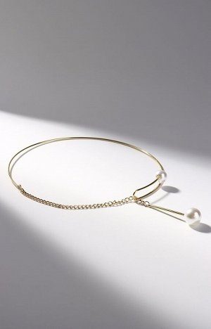 Колье «Ноэль» бусины с цепочкой, шар №12, белое в золоте, L=30 см