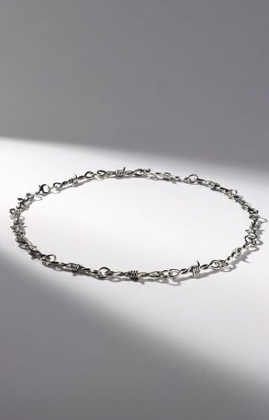 Колье «Проволока» колючая, цвет серебро, L=45 см
