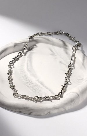 Колье «Проволока» колючая, цвет серебро, L=45 см