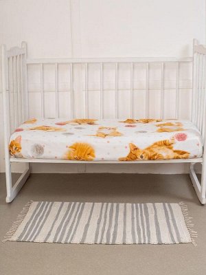Комплект постельного белья в детскую кроватку, перкаль (Рыжие котята)