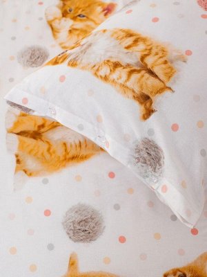 Наволочка 50*70 см, перкаль, детская расцветка (Рыжие котята)
