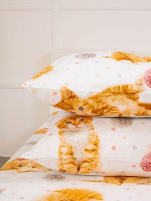 Наволочка 60*60 см, перкаль, детская расцветка (Рыжие котята)