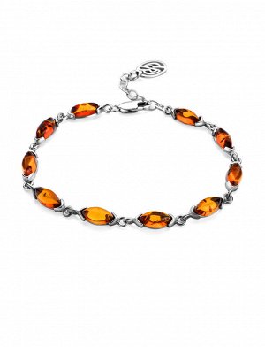 Нежный браслет с натуральным янтарём коньячного цвета «Маркиз»
