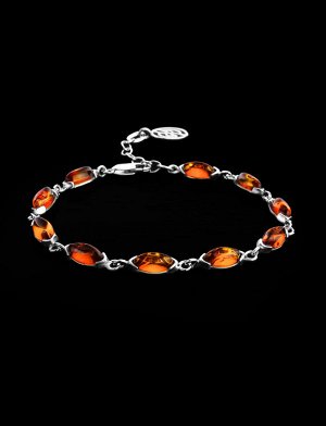 Нежный браслет с натуральным янтарём коньячного цвета «Маркиз»