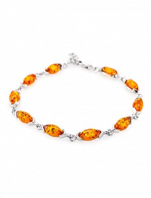 Нежный браслет с натуральным янтарём коньячного цвета «Маркиз»