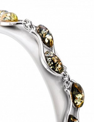 Браслет с натуральным янтарём зелёного цвета «Аккорд»