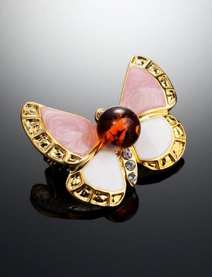 Небольшая нежная брошь в виде бабочки, с эмалью и янтарём Beoluna, 907904139