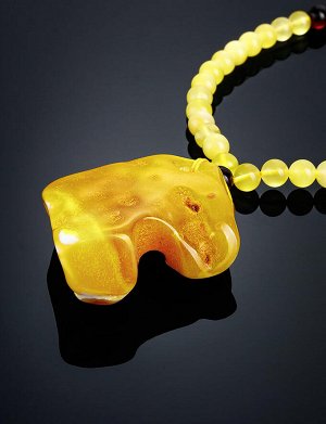 Колье «Лаура» из натурального цельного янтаря медового цвета, 806110268